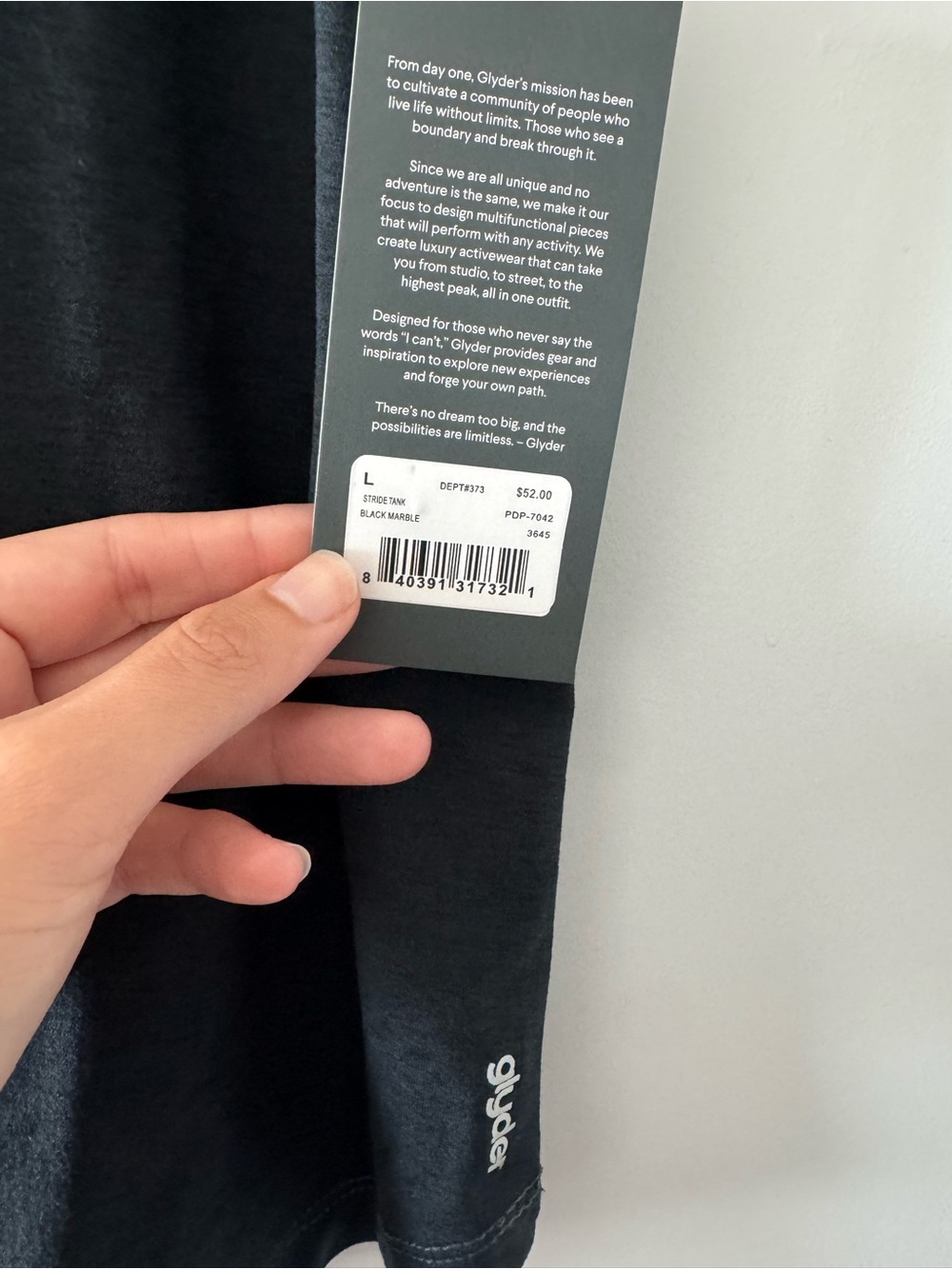 Glyder Stride Tank: Black Marble SIZE L - Picture 3 of 7